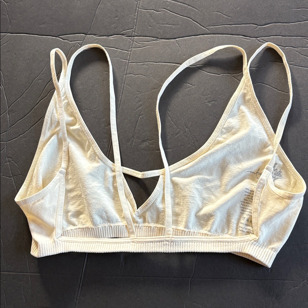 Intimately Free People Ribbed Bralette Ivory Intricate Lace Woven Racer Back M/L - Picture 5 of 7